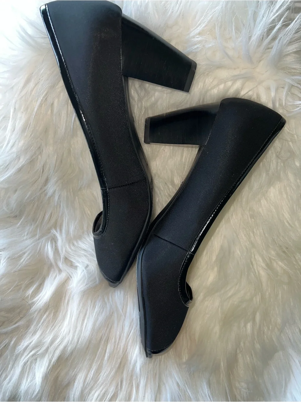 Naturalizer Black Open-Toe Heels with Button Accent
